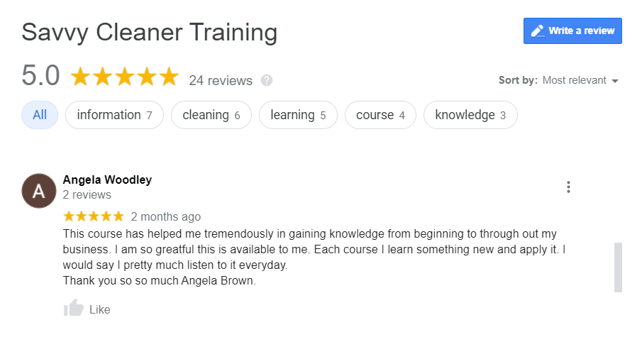 Angela Woodley Savvy Cleaner Training Review