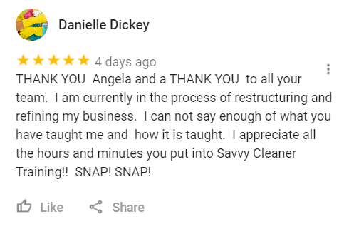 Danielle Dickey Testimonial Review Savvy Cleaner Training