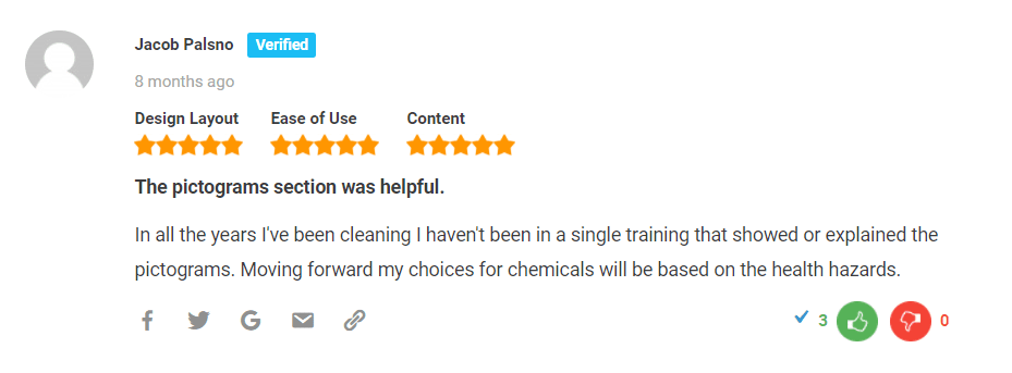 Jacob Palsno Chemical Safety Savvy Cleaner Training Review