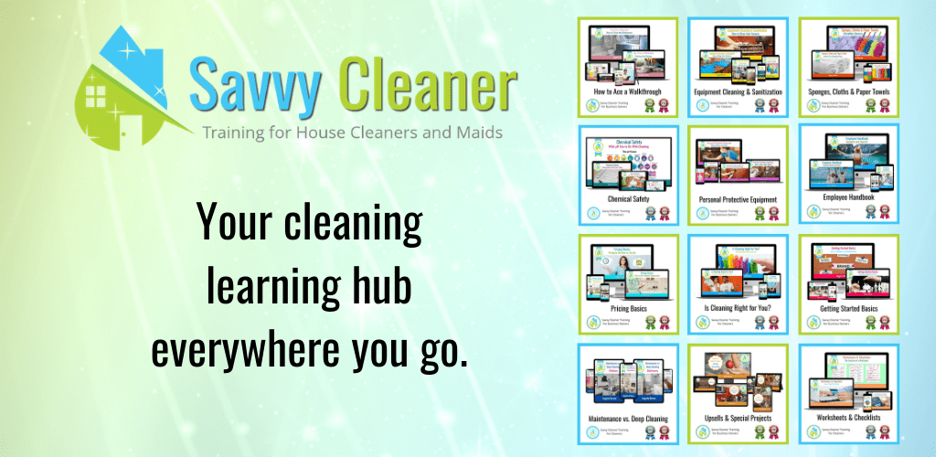 Your cleaning learning hub wherever you go Savvy Cleaner Mobile App Feature Image