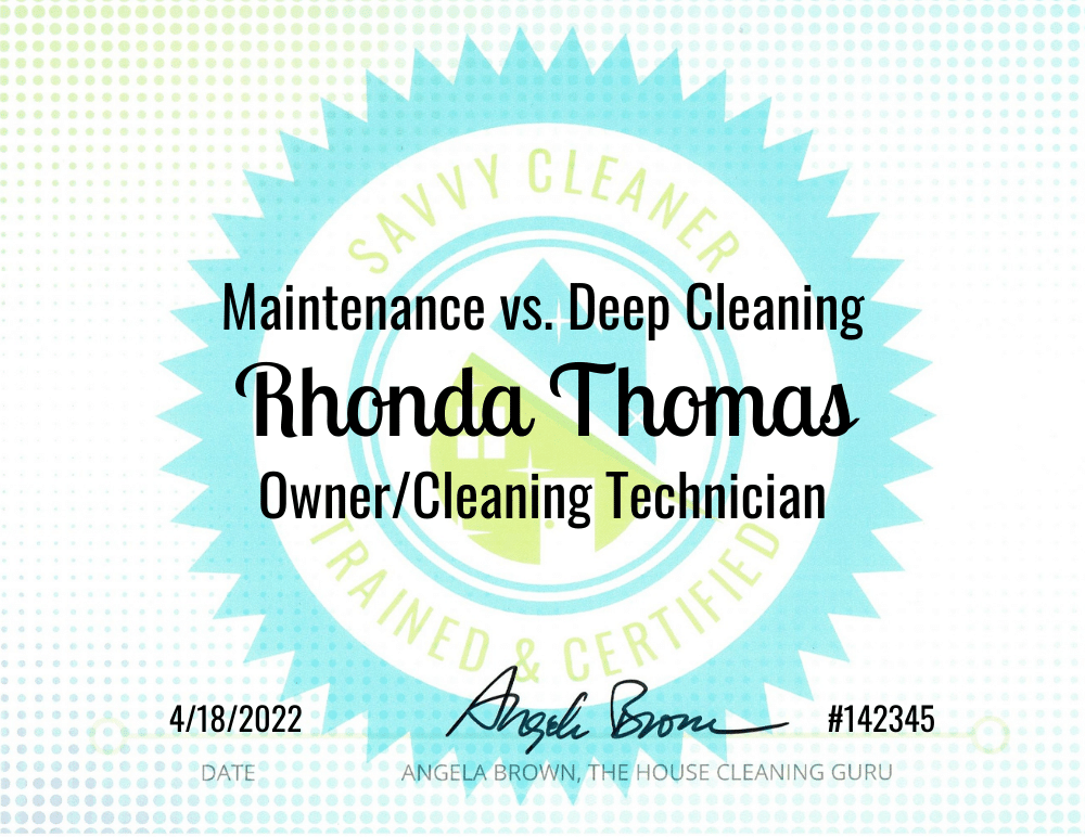 Rhonda Thomas Maintenance vs. Deep Cleaning Savvy Cleaner Training