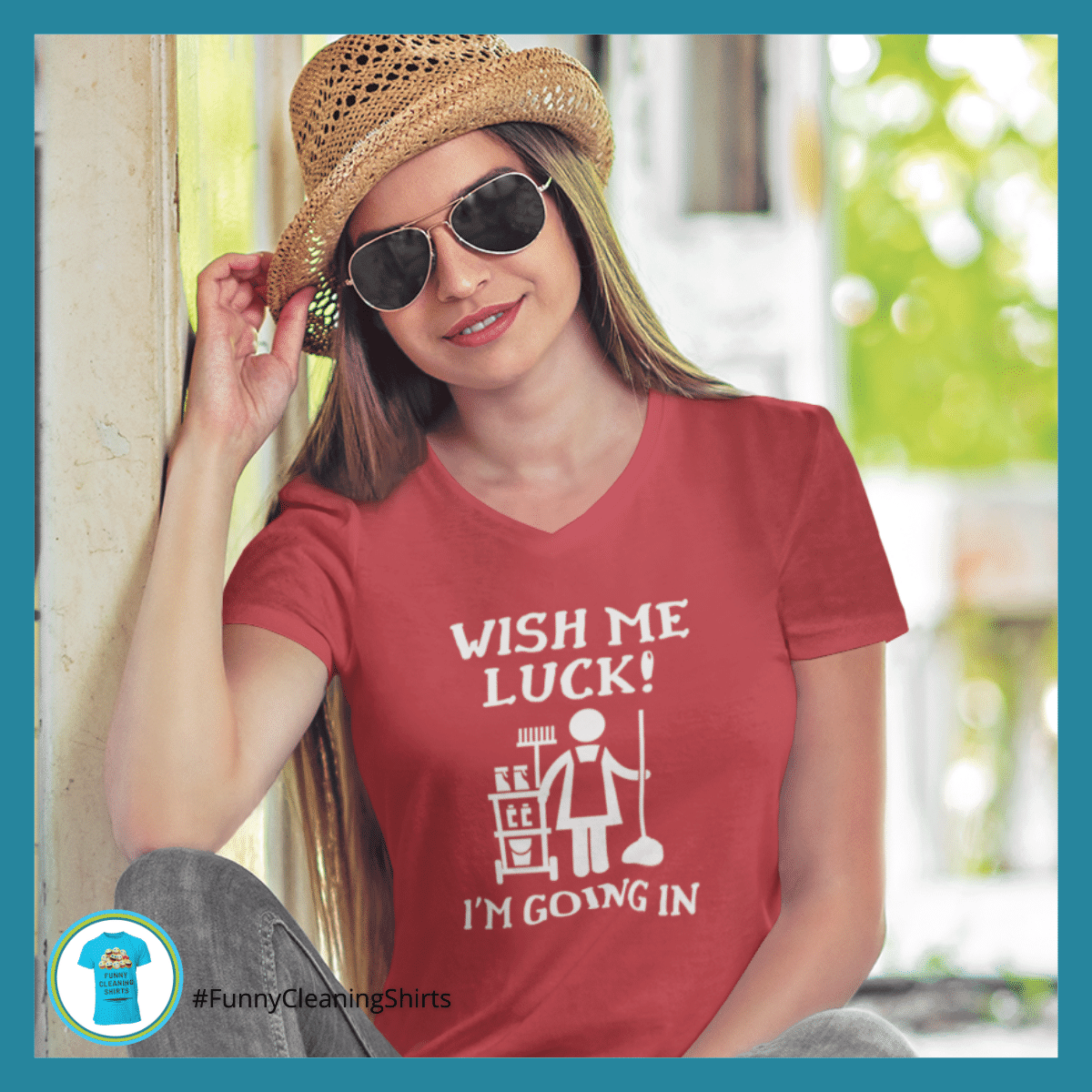 Wish Me Luck Savvy Cleaner Funny Cleaning Shirts V-Neck Tee