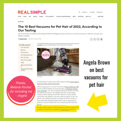 Melanie Fincher with Angela Brown Vacuums for Pet Hair Real Simple-G