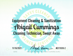Abigail Cummings Equipment Cleaning and Sanitization Savvy Cleaner Training