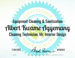 Albert Agyemang Equipment Cleaning and Sanitization Savvy Cleaner Training