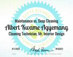 Albert Agyemang Maintenance vs. Deep Cleaning Savvy Cleaner Training