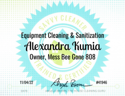 Alexandra Kumia Equipment Cleaning and Sanitization Savvy Cleaner Training
