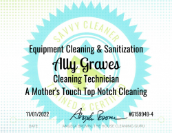 Ally Graves Equipment Cleaning and Sanitization Savvy Cleaner Training
