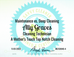 Ally Graves Maintenance vs. Deep Cleaning Savvy Cleaner Training