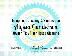 Alyssa Gunderson Equipment Cleaning and Sanitization Savvy Cleaner Training