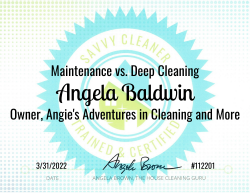 Angela Baldwin Maintenance vs. Deep Cleaning Savvy Cleaner Training