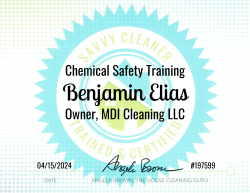 Benjamin Elias Chemical Safety Training Savvy Cleaner Training