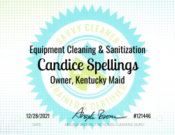 Candice Spellings Equipment Cleaning and Sanitization Savvy Cleaner Training