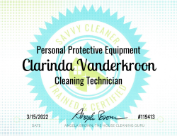 Clarinda Vanderkroon Personal Protective Equipment Savvy Cleaner Training