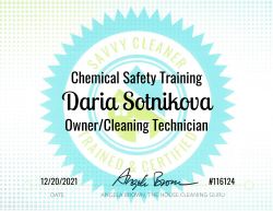 Daria Sotnikova Chemical Safety Training Savvy Cleaner Training