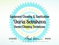 Daria Sotnikova Equipment Cleaning and Sanitization Savvy Cleaner Training