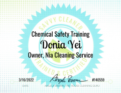 Donia Yei Chemical Safety Training Savvy Cleaner Training