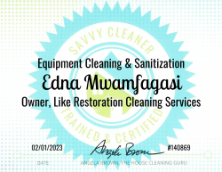 Edna Mwamfagasi Equipment Cleaning and Sanitization Savvy Cleaner Training