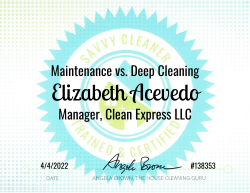 Elizabeth Acevedo Maintenance vs. Deep Cleaning Savvy Cleaner Training