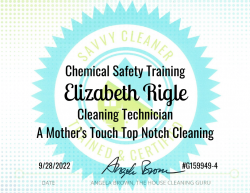 Elizabeth Rigle Chemical Safety Training Savvy Cleaner Training