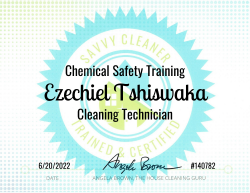 Ezechiel Tshiswaka Chemical Safety Training Savvy Cleaner Training