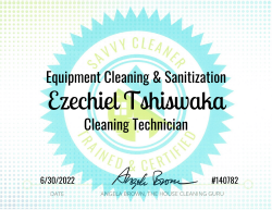 Ezechiel Tshiswaka Equipment Cleaning and Sanitization Savvy Cleaner Training