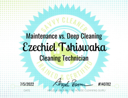Ezechiel Tshiswaka Maintenance vs. Deep Cleaning Savvy Cleaner Training
