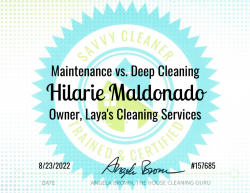 Hilarie Maldonado Maintenance vs. Deep Cleaning Savvy Cleaner Training