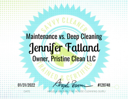 Jennifer Fatland Maintenance vs. Deep Cleaning Savvy Cleaner Training 1000x772