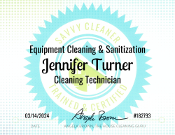Jennifer Turner Equipment Cleaning and Sanitization Savvy Cleaner Training