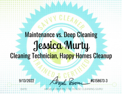 Jessica Murty Maintenance vs. Deep Cleaning Savvy Cleaner Training