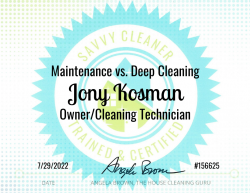 Jony Kosman Maintenance vs. Deep Cleaning Savvy Cleaner Training