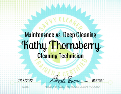 Kathy Thornsberry Maintenance vs. Deep Cleaning Savvy Cleaner Training