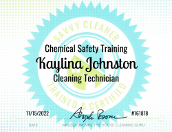 Kaylina Johnston Chemical Safety Training Savvy Cleaner Training