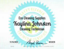 Kaylina Johnston Eco Cleaning Supplies Savvy Cleaner Training