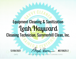 Leah Hayward Equipment Cleaning and Sanitization Savvy Cleaner Training
