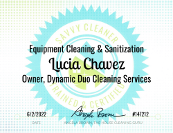 Lucia Chavez Equipment Cleaning and Sanitization Savvy Cleaner Training