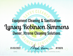Lynsey Robinson Simmons Equipment Cleaning and Sanitization Savvy Cleaner Training 1000x772
