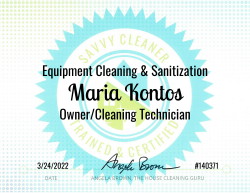 Maria Kontos Equipment Cleaning and Sanitization Savvy Cleaner Training