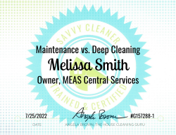 Melissa Smith Maintenance vs. Deep Cleaning Savvy Cleaner Training