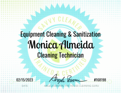 Monica Almeida Equipment Cleaning and Sanitization Savvy Cleaner Training