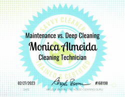 Monica Almeida Maintenance vs. Deep Cleaning Savvy Cleaner Training