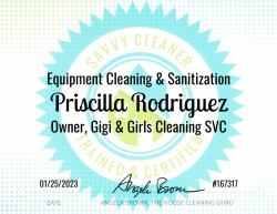 Priscilla Rodriguez Equipment Cleaning and Sanitization Savvy Cleaner Training
