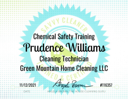 Prudence Williams Chemical Safety Training Savvy Cleaner Training