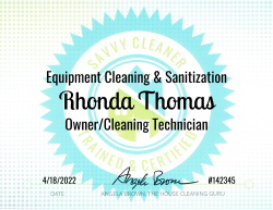 Rhonda Thomas Equipment Cleaning and Sanitization Savvy Cleaner Training