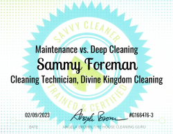 Sammy Foreman Maintenance vs. Deep Cleaning Savvy Cleaner Training
