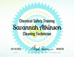Savannah Atkinson Chemical Safety Training Savvy Cleaner Training