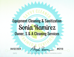 Sonia Ramirez Equipment Cleaning and Sanitization Savvy Cleaner Training