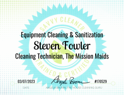 Steven Fowler Equipment Cleaning and Sanitization Savvy Cleaner Training