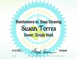 Susan Torres Maintenance vs. Deep Cleaning Savvy Cleaner Training